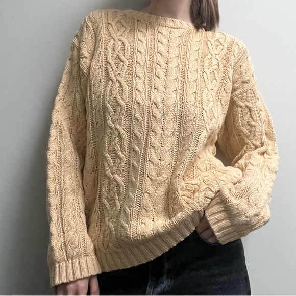 Vintage Light Yellow Knit Sweater - Picture 1 of 13